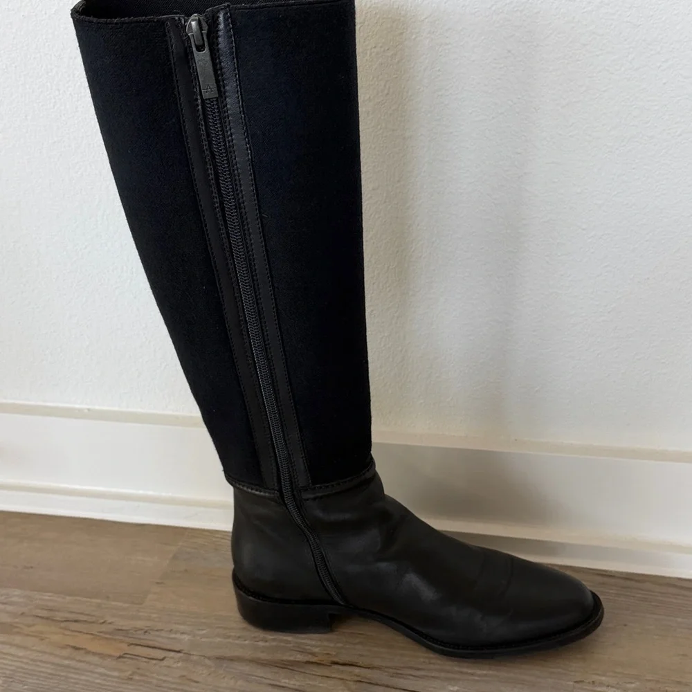 Aquatalia Nanina Knee High Weatherproof Boots Black 7.5 Leather Riding - Picture 5 of 16